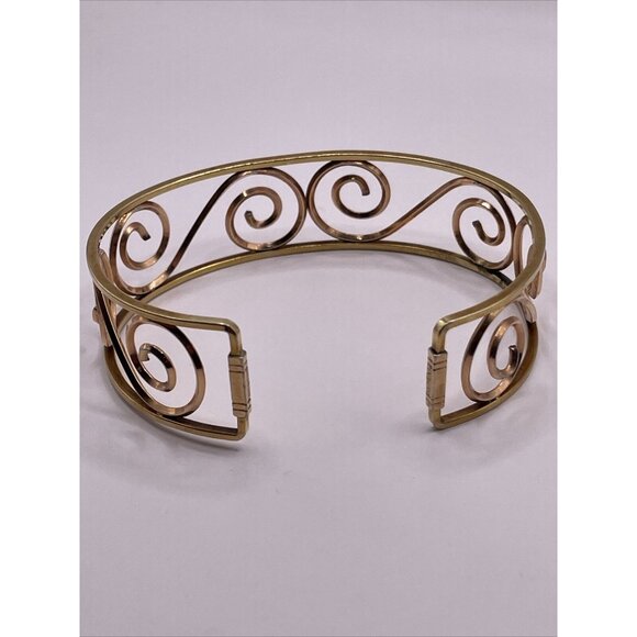 Vintage Krementz Gold Tone Swirl Scroll Open Work Cuff Bracelet - Picture 9 of 11